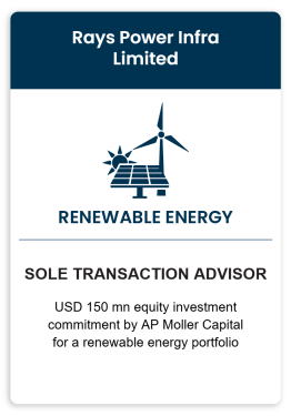 Rays Power Infra Limited - Renewable Energy - Sole Transaction Advisor - USD 150 mn equity investment commitment by AP Moller Capital
